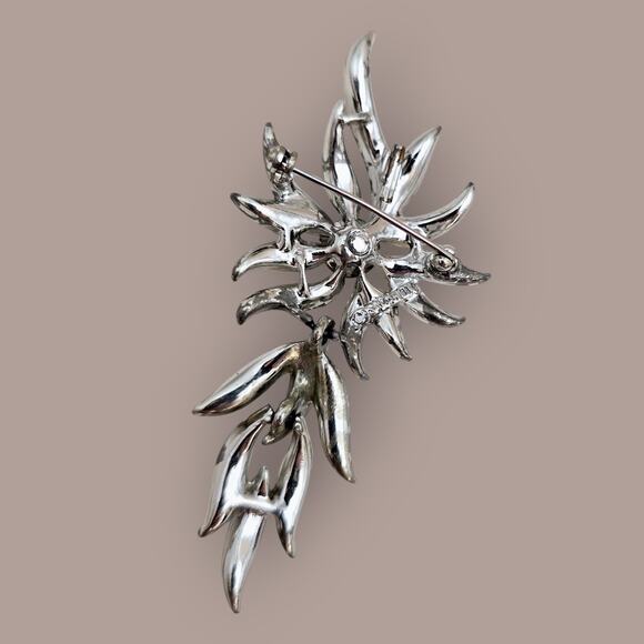 Sarah Coventry Vintage Rhinestone Spray Brooch Silver Starburst Cascade Pin - Picture 7 of 8